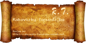 Rakovszky Tonuzóba névjegykártya